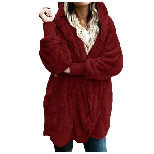 Women Winter Warm Coat Jacket Outwear Ladies Cardigan Coat Double Sided Velvet