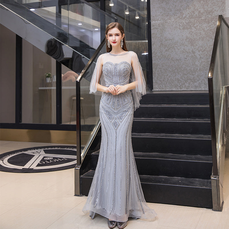 Temperament High-end Bride Fishtail Evening Dress Woman