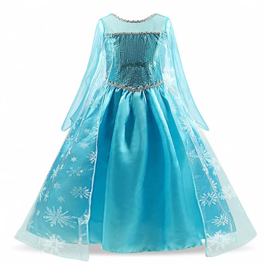 Girls Snow Queen Elsa Kids Costumes For Girl 2024 Carnival Party Prom Gown Robe