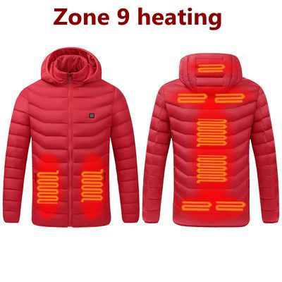 2021 NWE Men Winter Warm USB Heating Jackets Smart Thermostat Pure Color Hooded