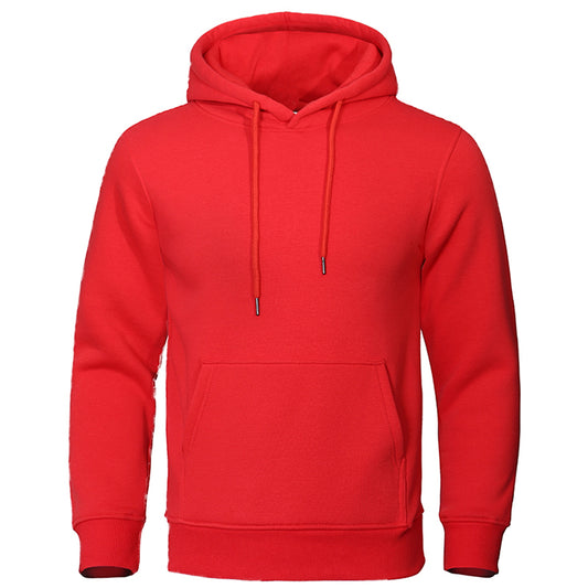 Solid Color Men Hoodies Fleece Warm Mens Sweatshirt Fashion Streetwear Casual M