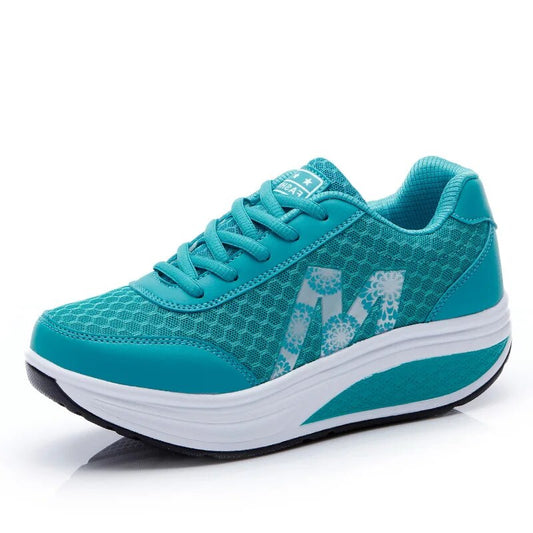 Summer Flat Female Tennis Shoes Wedge Hollowed Out Slip-on Mesh Platform Vulcan