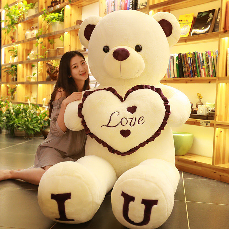 Big Teddy Bear 100cm I LOVE YOU Plush Toy Lovely Huge Stuffed Soft Bear Doll Lo