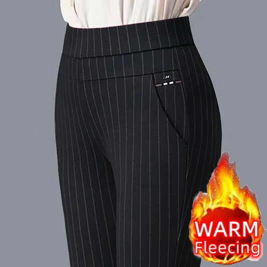 2024Spring Winter Pencil Pants Women Fleecing Thermal Strench OL Lady Skinny Th