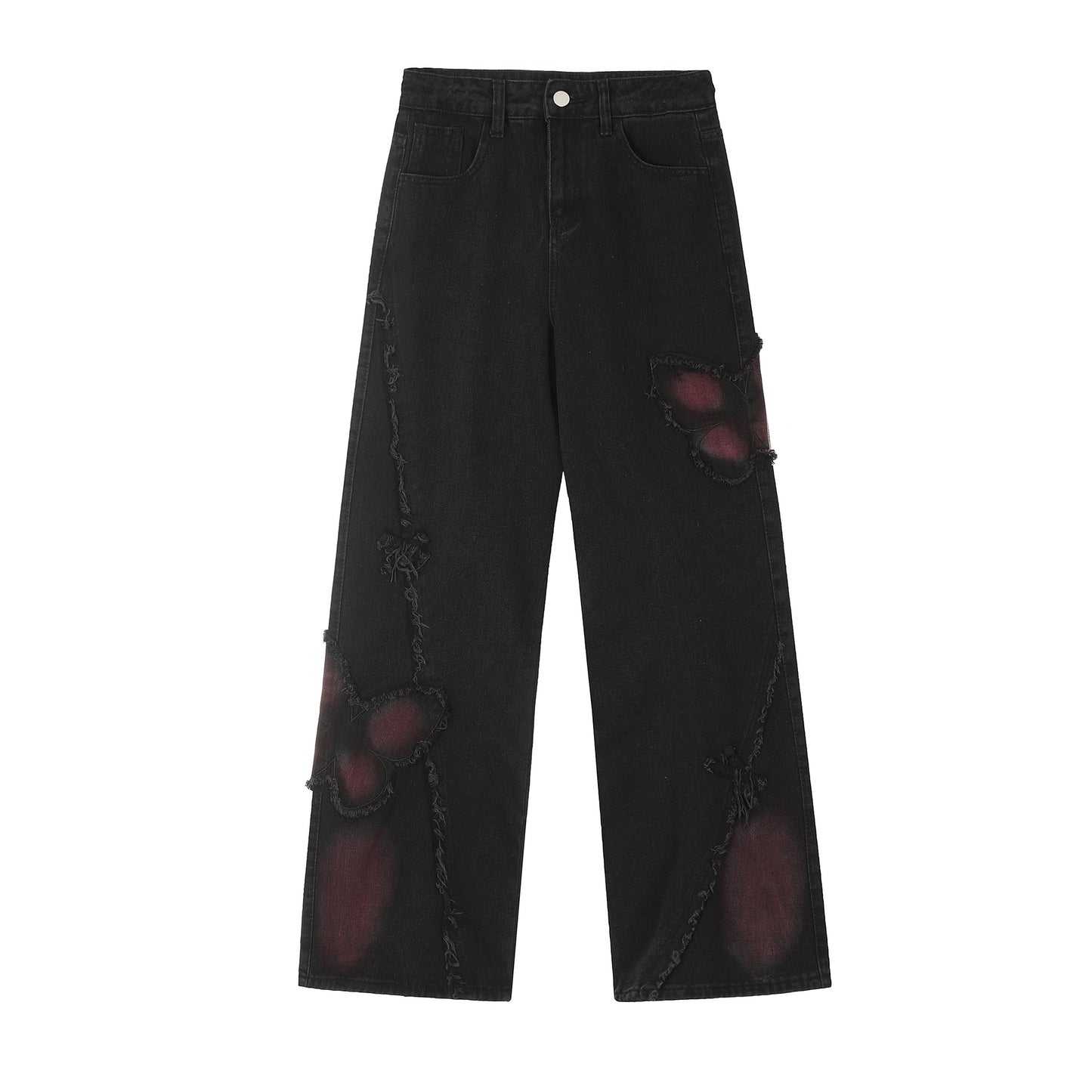 Sweet Cute Butterfly Wash Denim Trousers