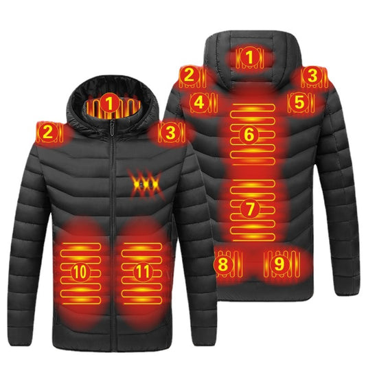 2021 NWE Men Winter Warm USB Heating Jackets Smart Thermostat Pure Color Hooded