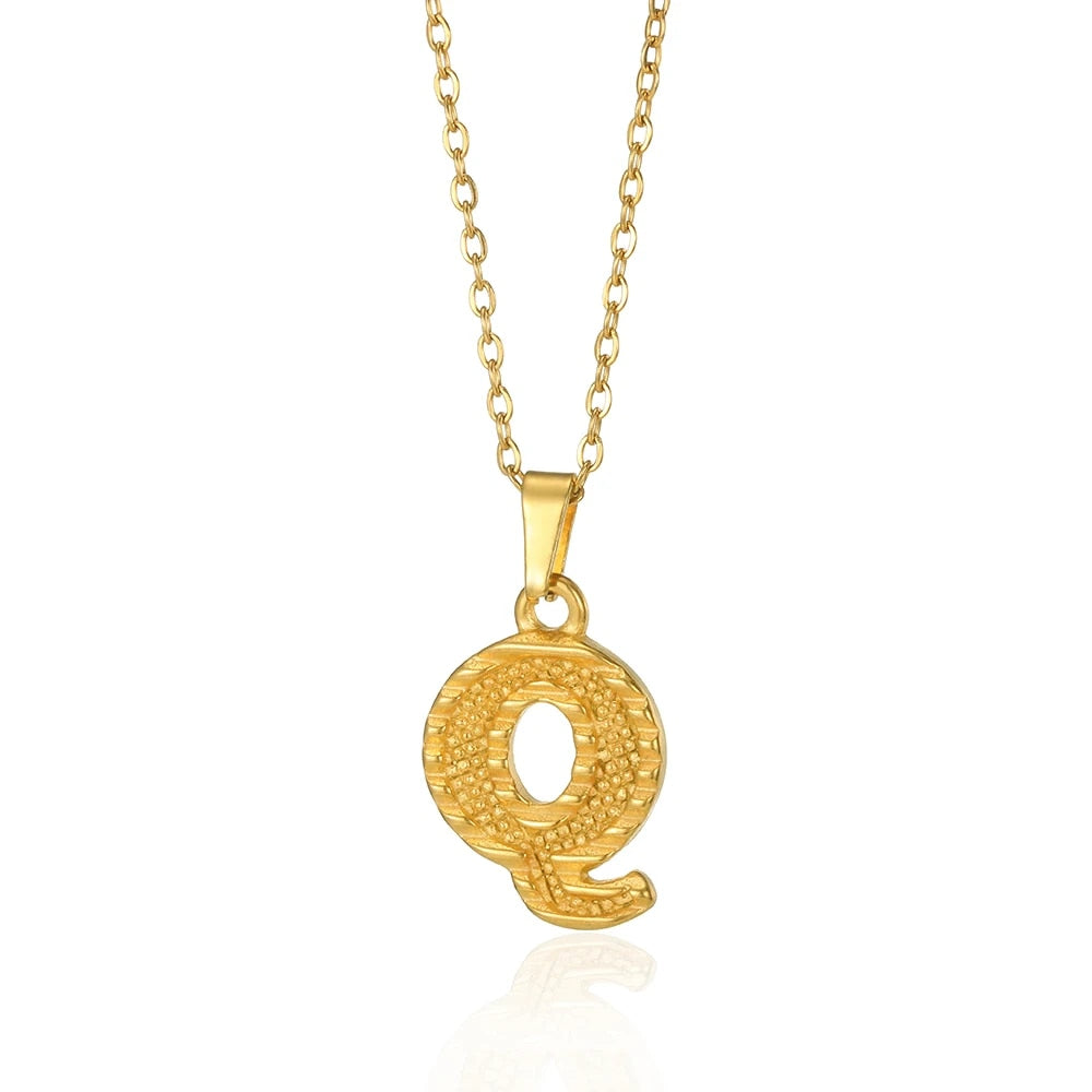 Stainless Steel Initial Necklaces For Women Men Gold Color Letter Necklace Pend