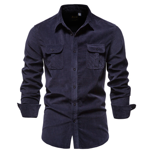 2021 New Single Breasted 100% Cotton Men's Shirt Business Casual Fashion Solid