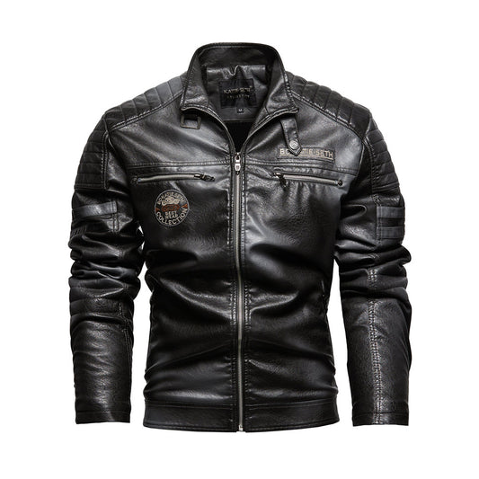 New Men's Leather Jackets Autumn And Winter Casual Motorcycle Slim PU Jacket Bi