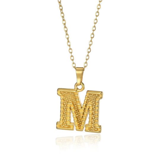 Stainless Steel Initial Necklaces For Women Men Gold Color Letter Necklace Pend