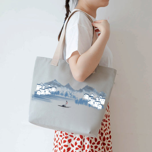 Women's Canvas Artistic Portable One-shoulder Mummy Tote Bag