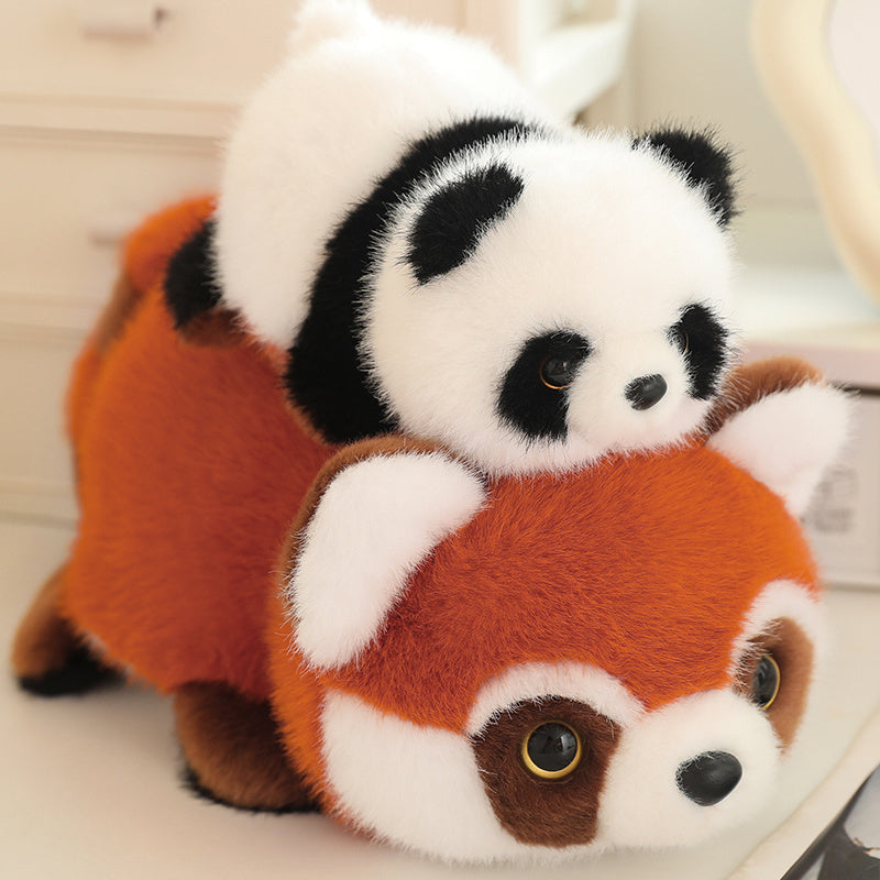 20/30/40CM Kawaii Raccoon Turn to Panda Plush Toys Reversal Bear Peluche Toy St