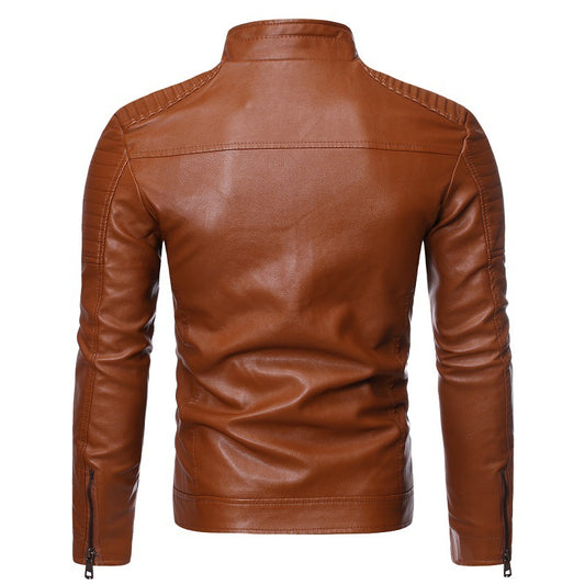 2021 Men Autumn New Causal Vintage Leather Jacket Coat Men Spring Fashion Desig