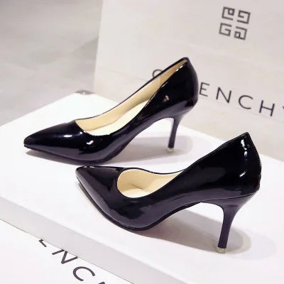 New Solid Color Pumps Women High Heel Shoes Female Fashion Patent Leather Sexy