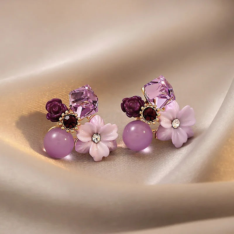 Trend Simulation Pearl Long Earrings Female Moon Star Flower Rhinestone Wedding