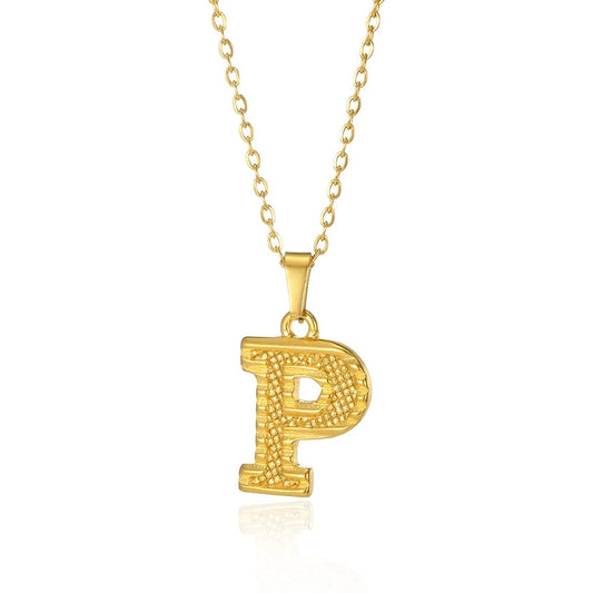 Stainless Steel Initial Necklaces For Women Men Gold Color Letter Necklace Pend