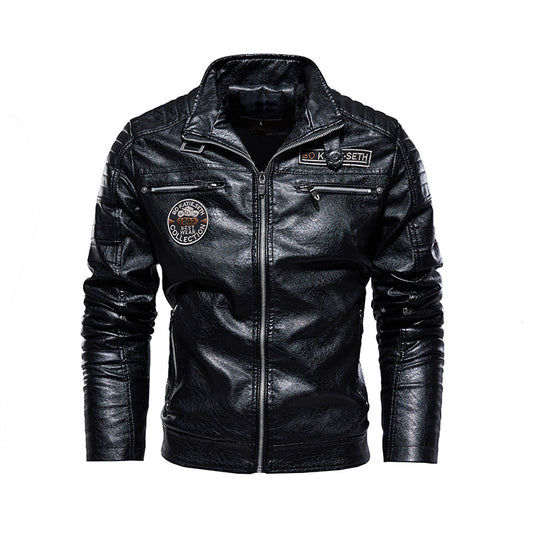 New Men's Leather Jackets Autumn And Winter Casual Motorcycle Slim PU Jacket Bi