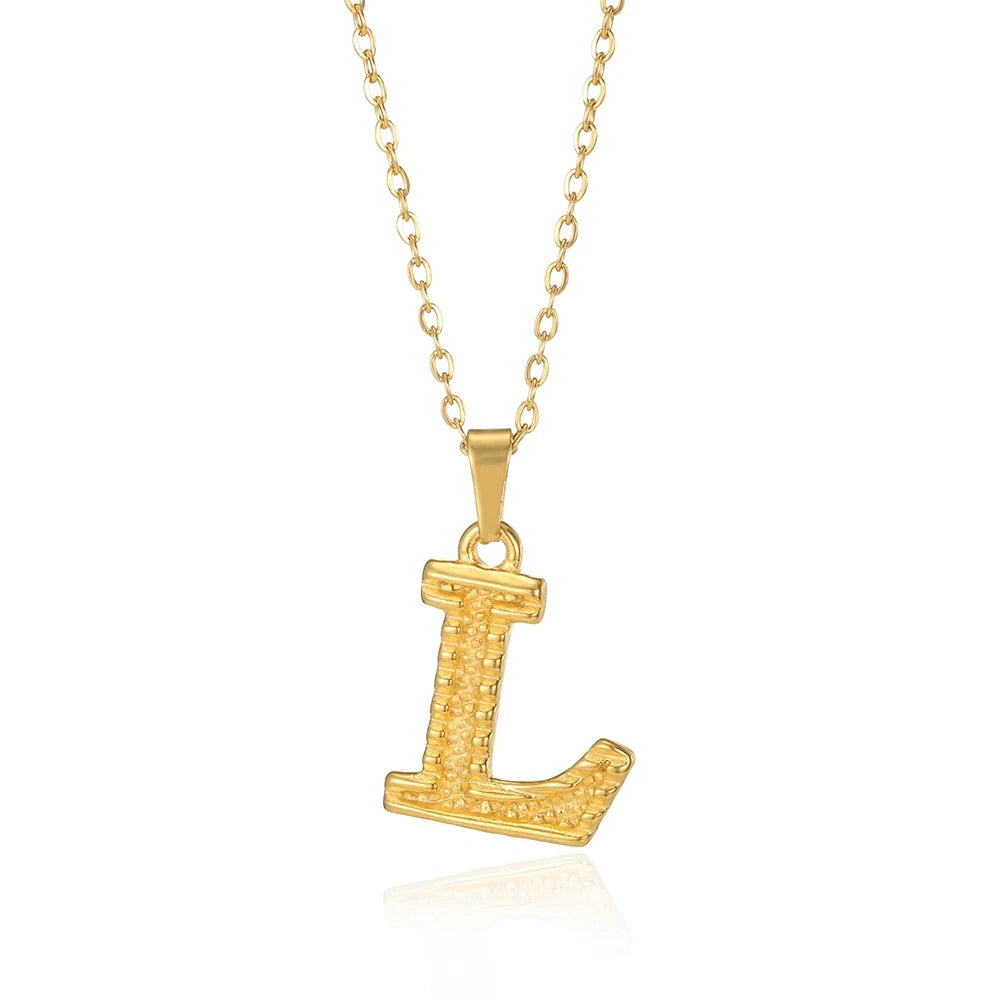 Stainless Steel Initial Necklaces For Women Men Gold Color Letter Necklace Pend