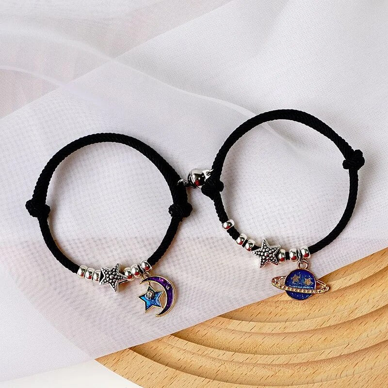 Magnet Couple Bracelets for Woman Men Romantic Heart Matching Lovers Natural St