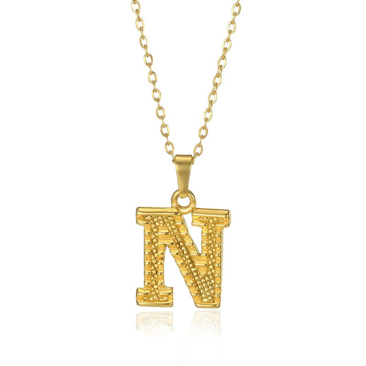 Stainless Steel Initial Necklaces For Women Men Gold Color Letter Necklace Pend