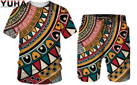 YUHA,African 3D Print Women's/Men's T-shirts Sets Africa Dashiki MenÃ¢â‚¬â„¢s Tracksui