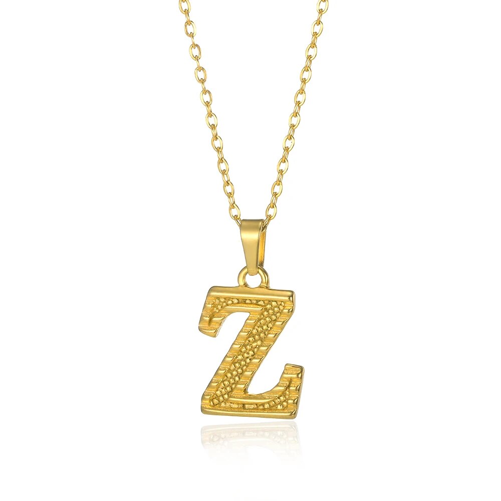 Stainless Steel Initial Necklaces For Women Men Gold Color Letter Necklace Pend