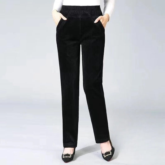 Plush Thick Casual Pants Fleece Pencil Pants Women's Corduroy Warm High Waist P