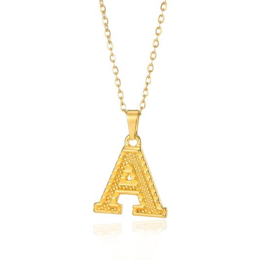 Stainless Steel Initial Necklaces For Women Men Gold Color Letter Necklace Pend