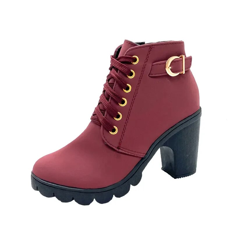 New Spring Winter Women Pumps Boots High Quality Lace-up European Ladies Shoes