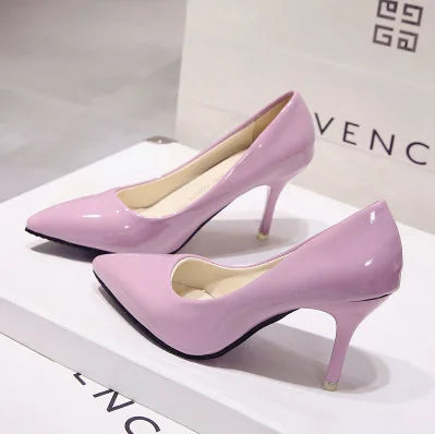 New Solid Color Pumps Women High Heel Shoes Female Fashion Patent Leather Sexy