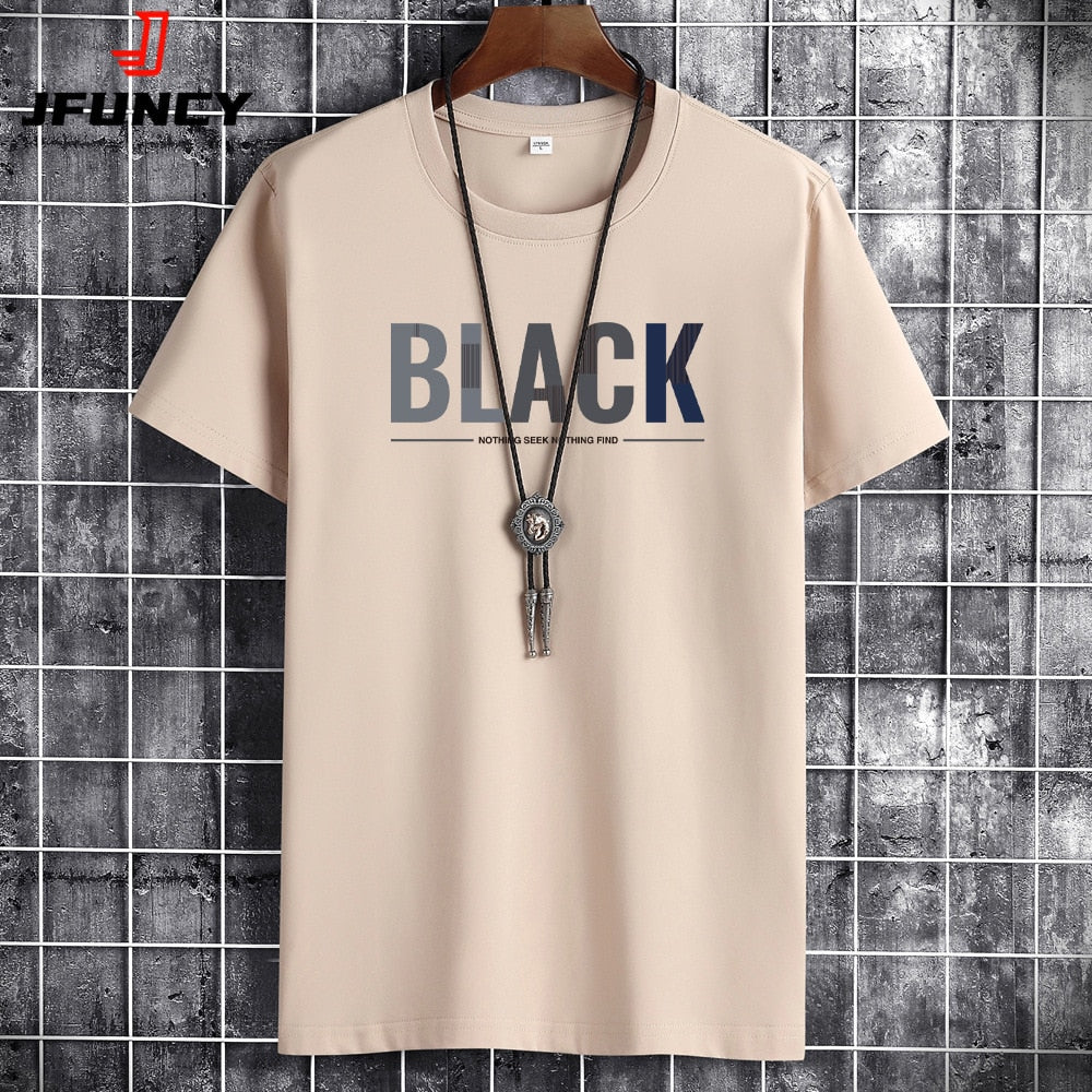 JFUNCY 2022 Summer Men T-Shirts Fashion Short Sleeve Cotton Tshirt Harajuku Graphic T Shirts Oversized Male Top Tee Clothing