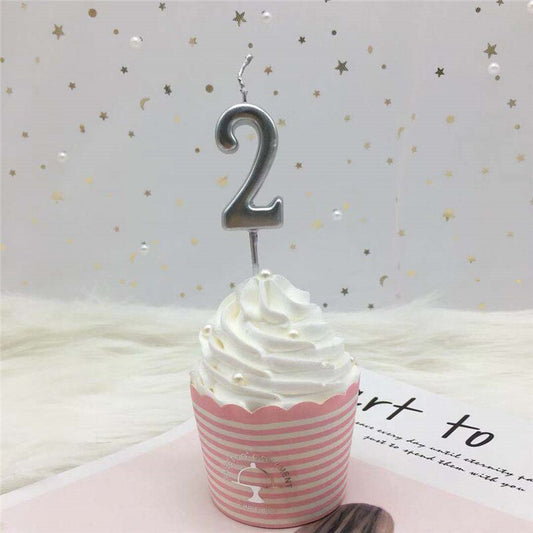 1pc Silver Rose Gold Candles for Happy Birthday Party Decorations 0-9 Number Candles Cake Cupcake Topper Party Supplies