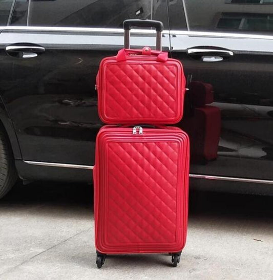 TRAVEL TALE 20"Inch Women Spinner Leather Retro Trolley Bag 24 Travel Suitcase Hand Luggage Set