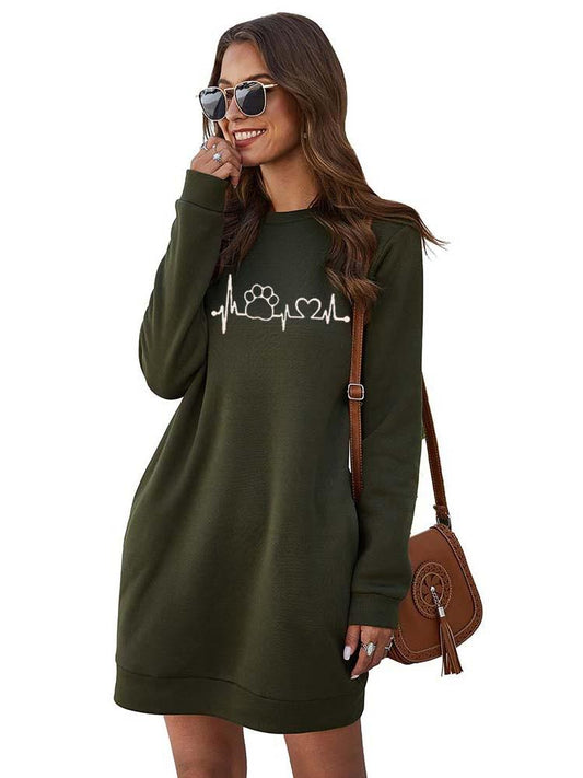 Embroidery Sweatshirt Dress Women Autumn Winter Long Sleeve Fashion Pocket Elegant Ladies Plus Size Casua Mini Dresses Vestidos