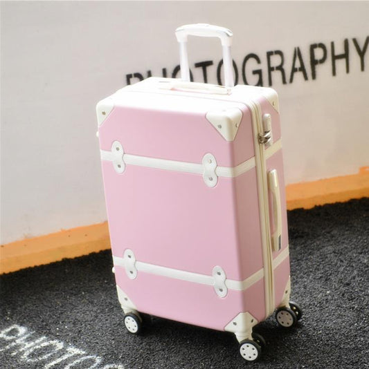 TRAVEL TALE Women Hard Retro Rolling Luggage Set Trolley Baggage With Cosmetic Bag Vintage Suitcase for Girls