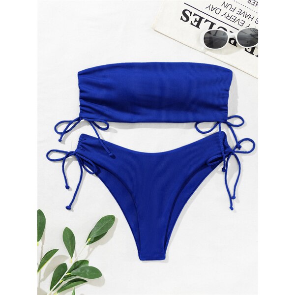 Gorgeous Bandeau Bikini Women Swimsuit 2022 New Swimwear Female Bikini Set Push Up Bathing Suit Shirring Beachwear Brazilian Biquini