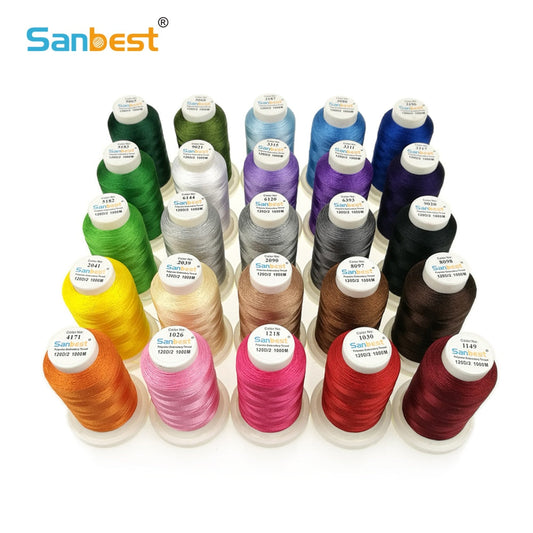 Sanbest High Quality Polyester Embroidery Thread Fliament 120d/2 1000M 92Colors Can Choose Brother Singer Machine Sewing Threads