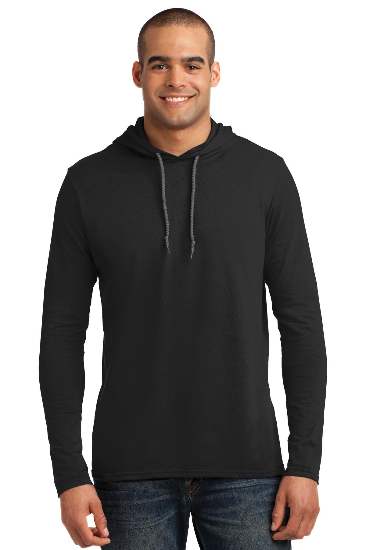 GildanÂ® 100% Ring Spun Cotton Long Sleeve Hooded T-Shirt. 987