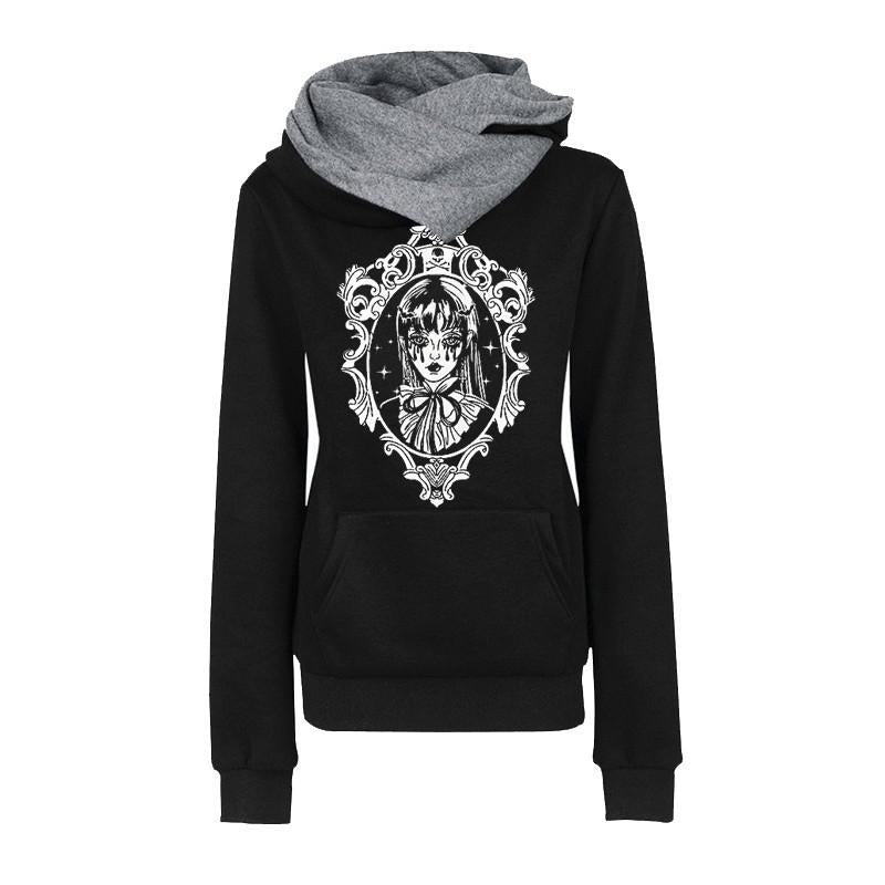 2022 Winter Print Hoodies Women Fashion Long Sleeve Casual Fleece Warm Sweatshirt Female Halloween Pullovers Tops