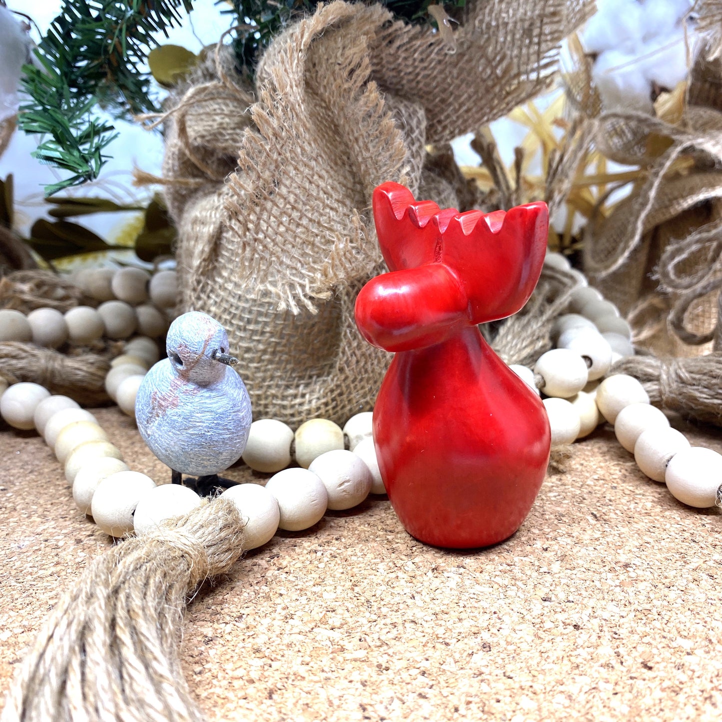 Kisii Stone, 3.5 " Mini Red Reindeer Sculptures