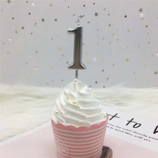 1pc Silver Rose Gold Candles for Happy Birthday Party Decorations 0-9 Number Candles Cake Cupcake Topper Party Supplies