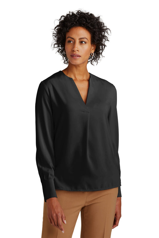 Brooks BrothersÂ® Women's Open-Neck Satin Blouse BB18009