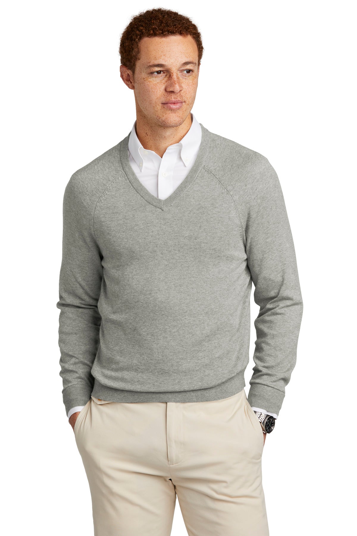 Brooks BrothersÂ® Cotton Stretch V-Neck Sweater BB18400