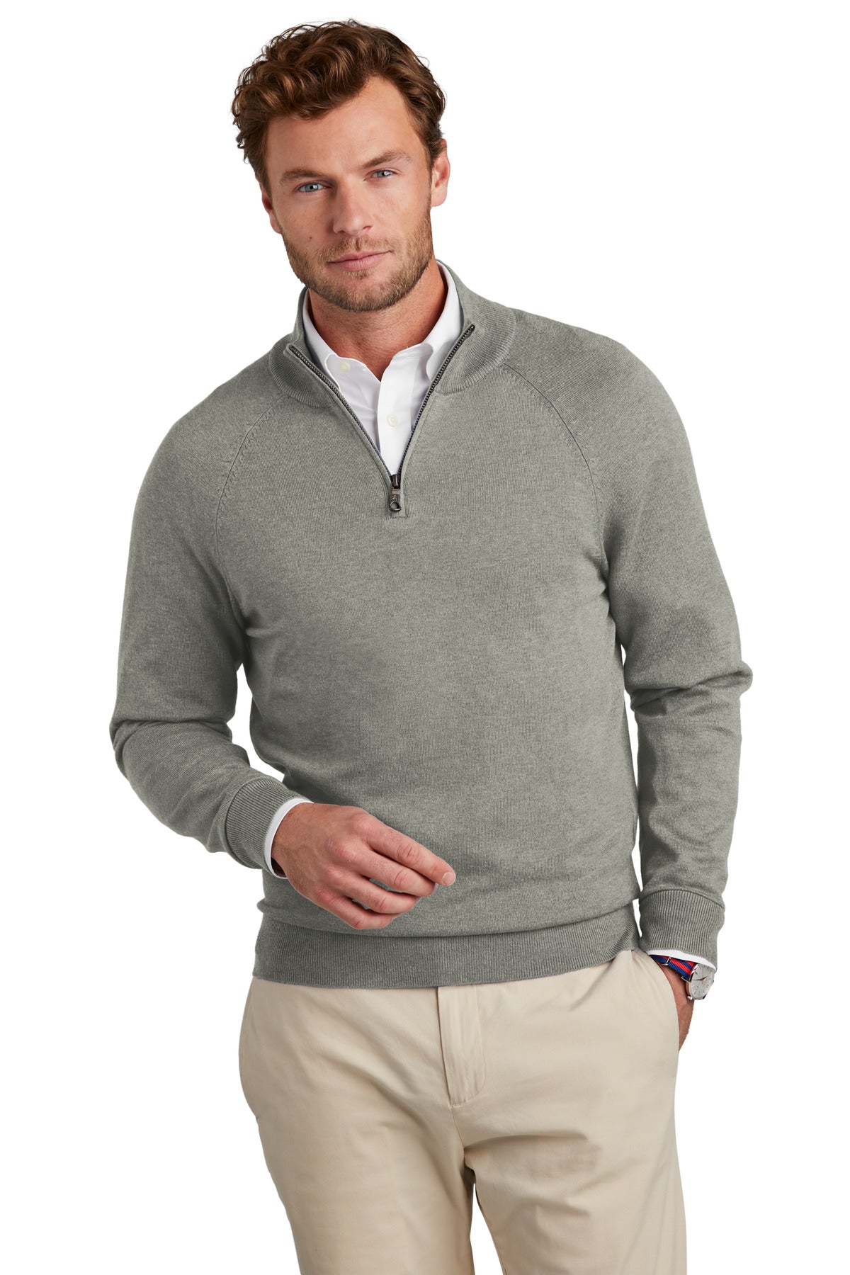 Brooks BrothersÂ® Cotton Stretch 1/4-Zip Sweater BB18402