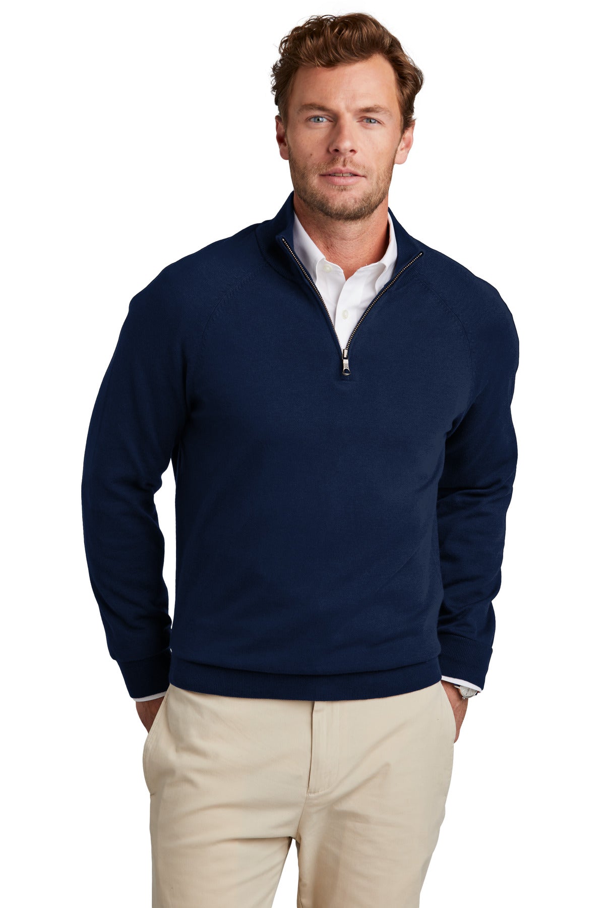 Brooks BrothersÂ® Cotton Stretch 1/4-Zip Sweater BB18402