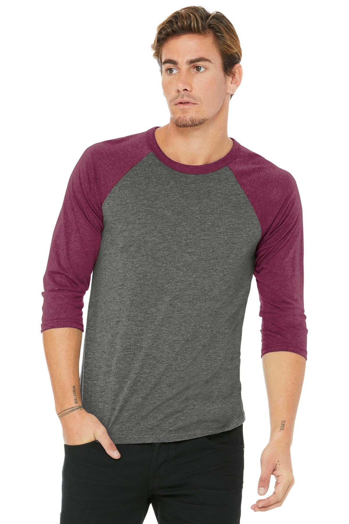 BELLA+CANVAS Â® Unisex 3/4-Sleeve Baseball Tee. BC3200