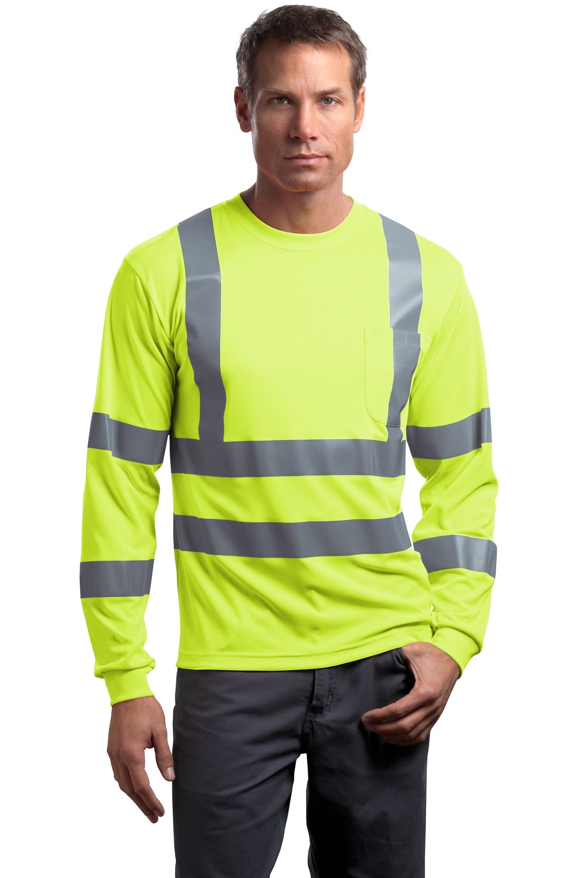 CornerStone? - ANSI 107 Class 3 Long Sleeve Snag-Resistant Reflective T-Shirt. CS409