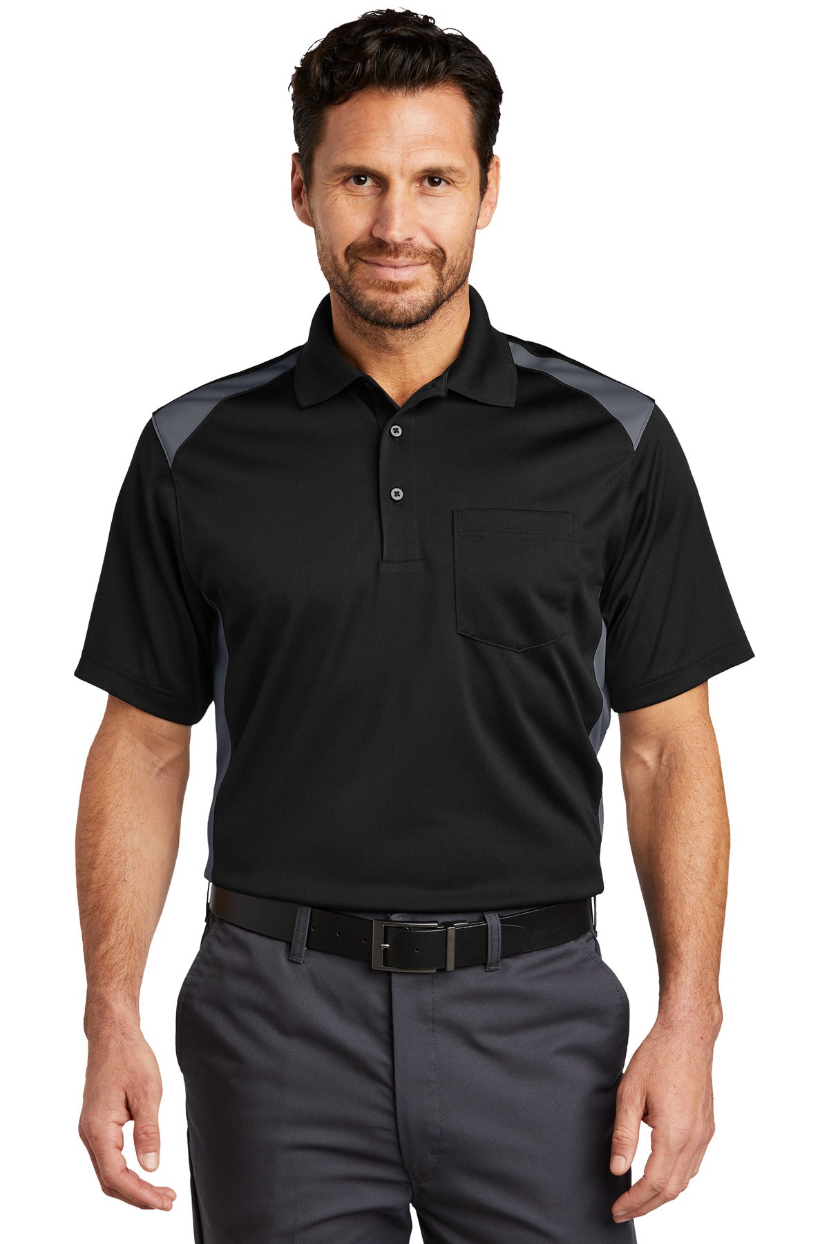 CornerStoneÂ® Select Snag-Proof Two Way Colorblock Pocket Polo. CS416