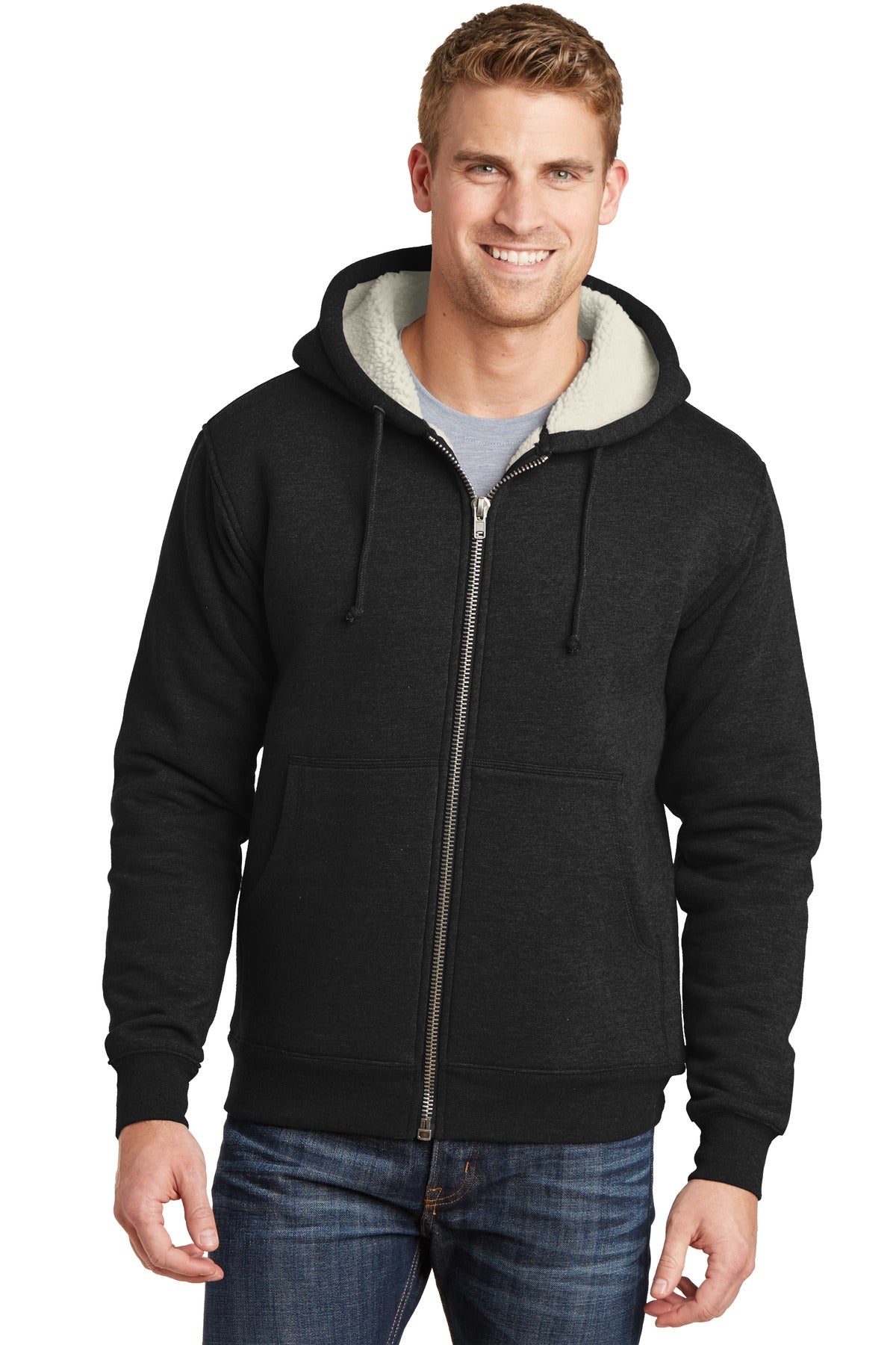 CornerStoneÂ® Heavyweight Sherpa-Lined Hooded Fleece Jacket. CS625