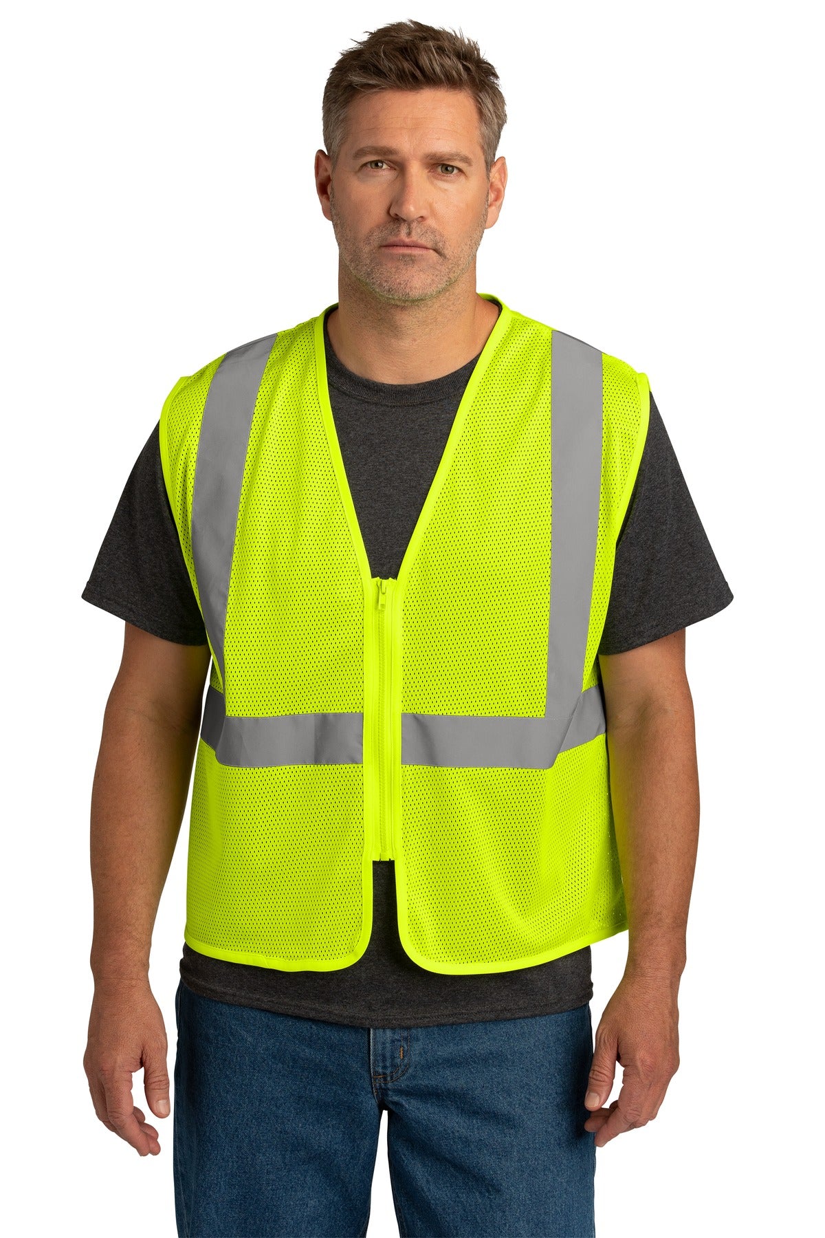 CornerStone ? ANSI 107 Class 2 Economy Mesh Zippered Vest. CSV101